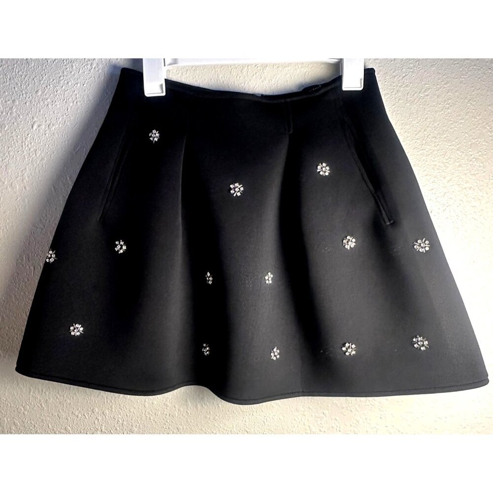 Olivaceous Black Rhinestone Embellished A-Line Skirt Womens M Party